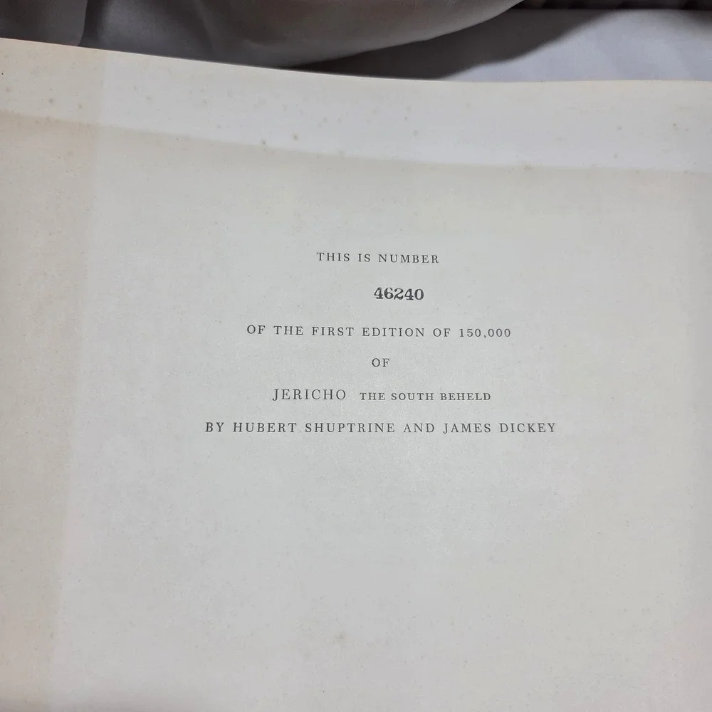 Jericho The South Beheld Hubert Shuptrine James Dickey 1st Ed Numbered 1974 Book